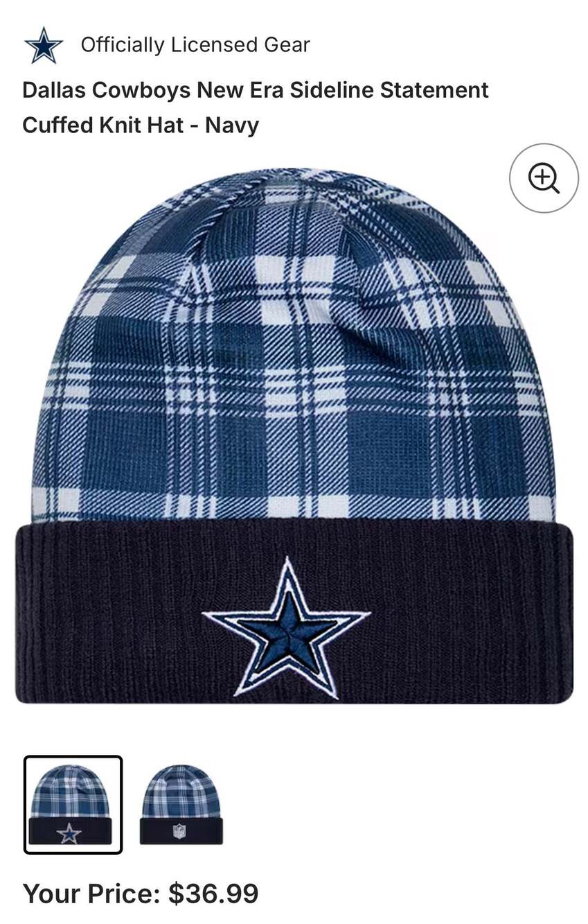 Dallas Cowboys New Era Sideline Statement Cuffed Knit Hat - Navy, NWT